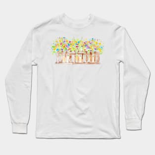 colorful flowers in 3 pots watercolor Long Sleeve T-Shirt